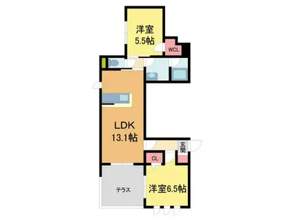 SHAMAISON GARDENS 御影(2LDK/1階)の間取り写真