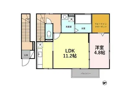 ボヌールピエースB(1LDK/2階)の間取り写真