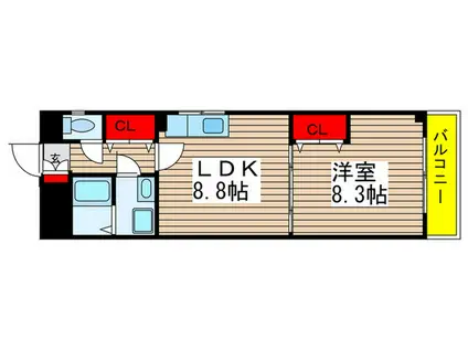 サンライズ本八幡(1LDK/5階)の間取り写真
