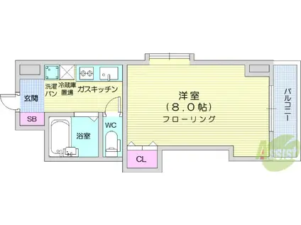 クレール小林(1K/6階)の間取り写真