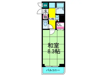 クレセント谷町(1K/6階)の間取り写真