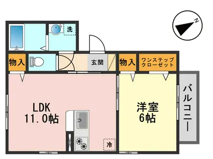 グランモアII(1LDK/3階)の間取り写真