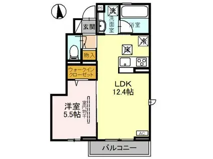 樹翠庵 弐番館(1LDK/1階)の間取り写真