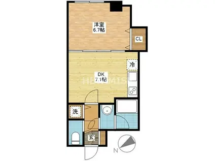 エススリー出島(1DK/8階)の間取り写真