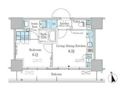 パークアクシス東陽町・親水公園(1LDK/13階)の間取り写真