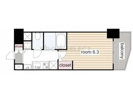 プレサンス金山グリーンパークス(1K/13階)の間取り写真