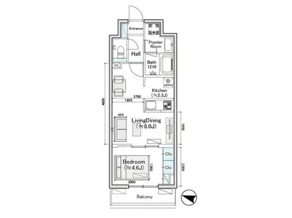 ディオスプラド(1LDK/1階)の間取り写真