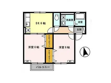 ブォナ・ジョルナータ(2DK/2階)の間取り写真