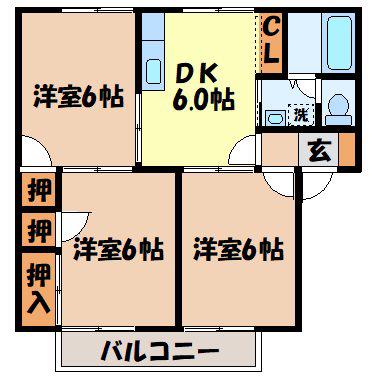 サンハイツ平山B(3DK/1階)の間取り写真