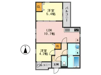 INSULA SERENA(2LDK/2階)の間取り写真