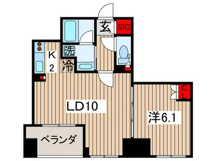リベルテ月島(1LDK/6階)の間取り写真