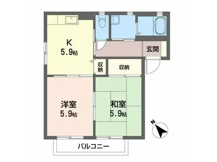 シンフォニー柚(2K/1階)の間取り写真