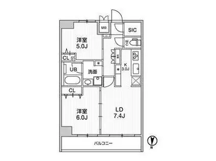 レオーネ南千住II(2LDK/6階)の間取り写真