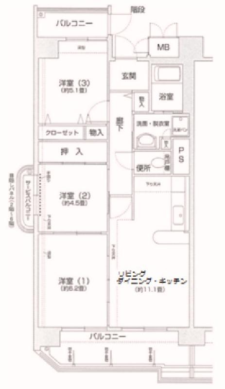コーシャハイツ高見38(3LDK/2階)の間取り写真