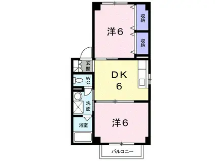 グランヴィア(2DK/2階)の間取り写真