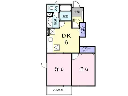 ヴェルカーザI(2DK/1階)の間取り写真