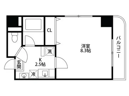 クイーンズテラス(1K/7階)の間取り写真