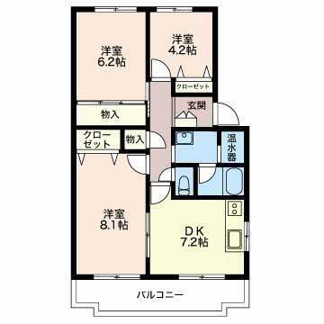 フィオーレ マキ(3DK/3階)の間取り写真