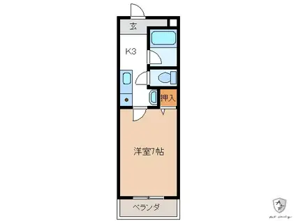 フリーデンハイム音羽(1K/1階)の間取り写真