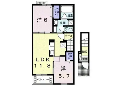 パルティールΑ(2LDK/1階)の間取り写真