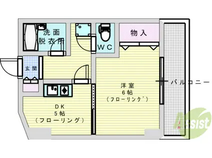 サウスフラット(1DK/4階)の間取り写真