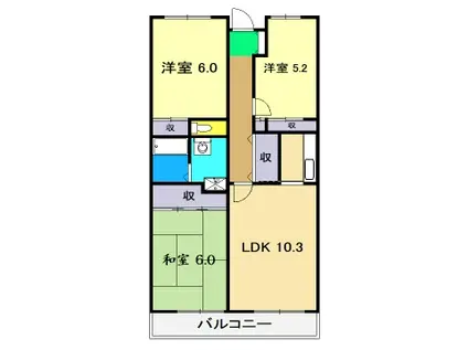 カランドリエ大篠(3LDK/7階)の間取り写真