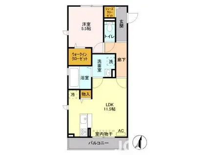 アヴニール シャトー(1LDK/2階)の間取り写真