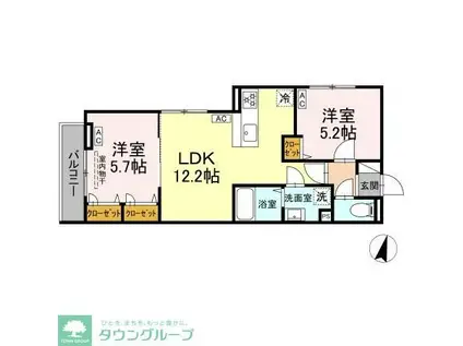 セレスティア興野(2LDK/2階)の間取り写真