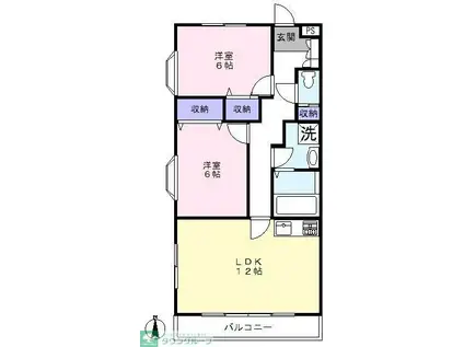 ラフィーヌ・ジュネスII(2LDK/1階)の間取り写真