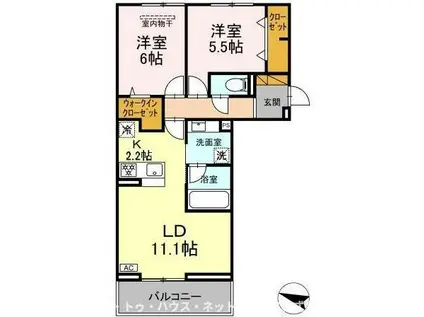 リシェスみのり台 C棟(2LDK/2階)の間取り写真