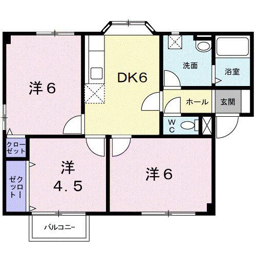 プラドールネオアサヒ(3DK/2階)の間取り写真
