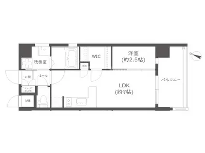 プラシオ平尾(1LDK/9階)の間取り写真
