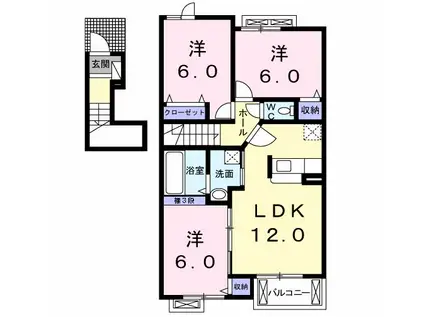 サンキャッスルS・VI(3LDK/2階)の間取り写真