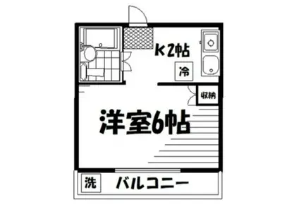 神尾ハイツ(ワンルーム/2階)の間取り写真