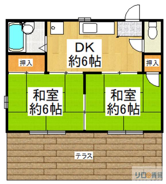 ファミール仁川Ⅰ(2DK/1階)の間取り写真