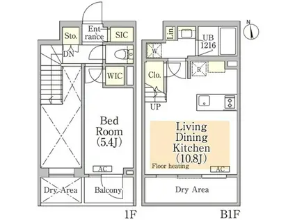 IPSE神楽坂(1LDK/1階)の間取り写真