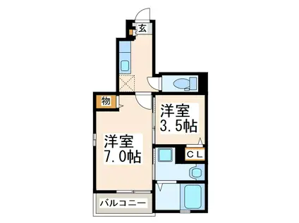 BLOSSOM 大江(1K/1階)の間取り写真