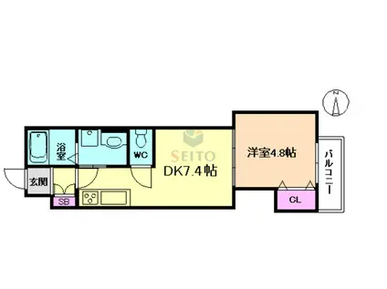 グランアセット赤堤(ワンルーム/1階)の間取り写真