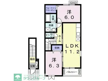 シンフォニーA(2LDK/2階)の間取り写真