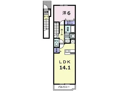ヴィラ プロムナ-ド A(1LDK/2階)の間取り写真