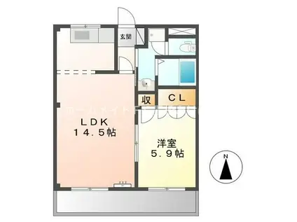 ホワイトハウス草間(1LDK/2階)の間取り写真