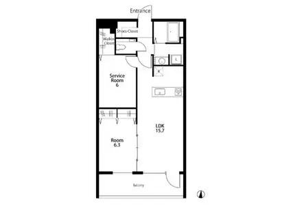 COURETTE(1SLDK/1階)の間取り写真