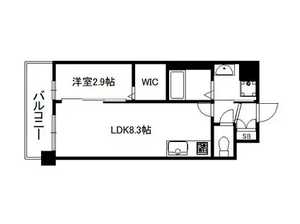 ソルテラス京都JUJO薫(1LDK/2階)の間取り写真