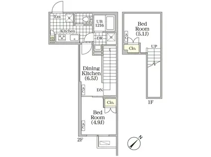 BRICK RESIDENCE 目黒本町 ブリックレジデンス目黒本町(3K/2階)の間取り写真