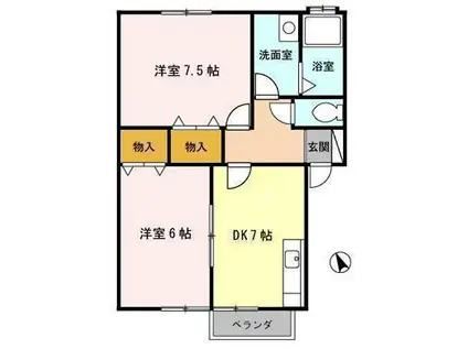 セジュール陽(2DK/1階)の間取り写真