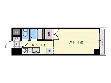 パセオ城山(1K/1階)の間取り写真