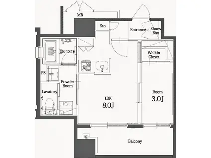 エンクレスト博多 THE TIME(1LDK/7階)の間取り写真