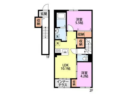 パレスコート トーケン(2LDK/2階)の間取り写真