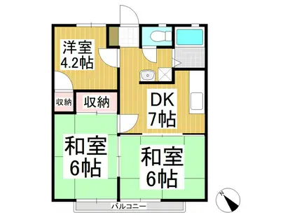 コーポ泉1号棟(3DK/2階)の間取り写真