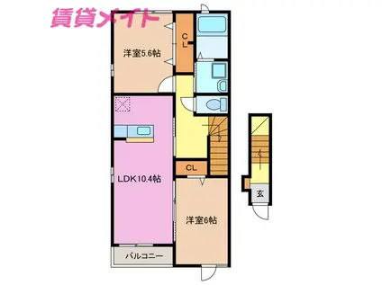 サニーヒルズM.M(2LDK/2階)の間取り写真